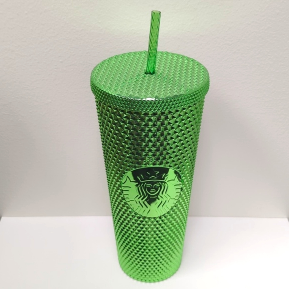 Starbucks 2023 Metallic Green Bling Studded Venti Tumbler Cup